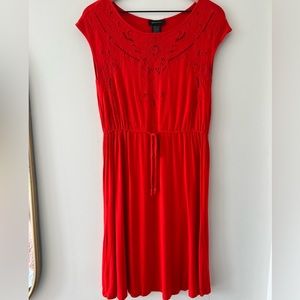 Midi Soft Coral Dress with Floral Detail